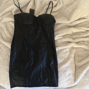 Little black dress pleather dress Stretchy sz m nwt love but no where to wear it